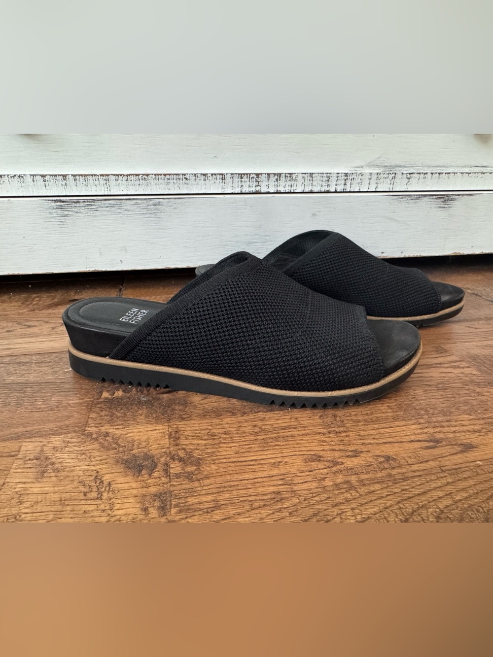 Eileen Fisher Kori Stretch Knit Slide Sandal Black Women's‎ Size 8.5